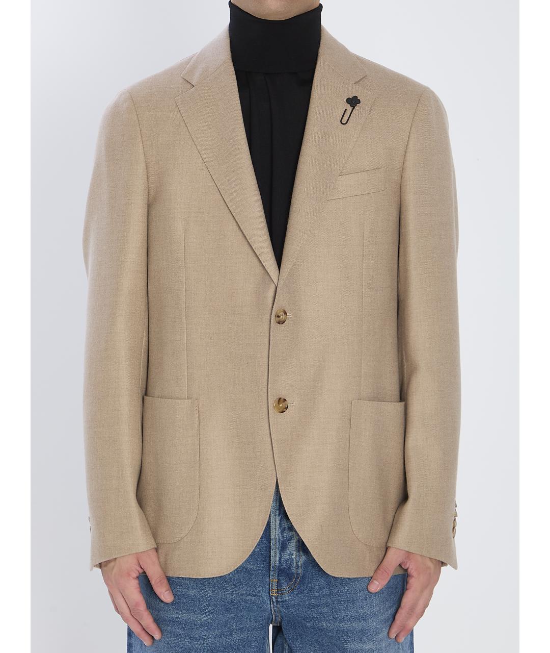 LARDINI Бежевый кашемировый пиджак, фото 5