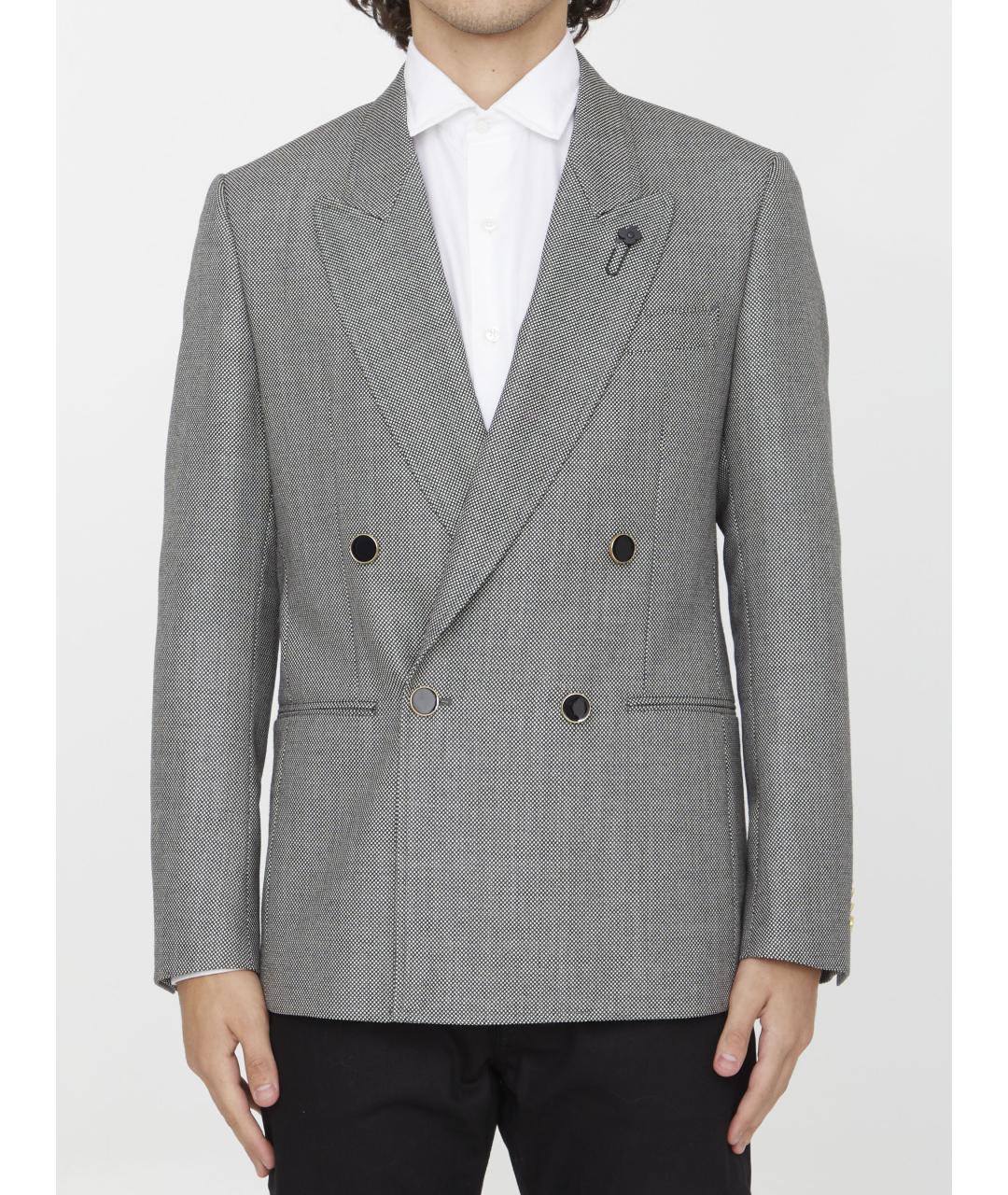 LARDINI Серый шерстяной пиджак, фото 5