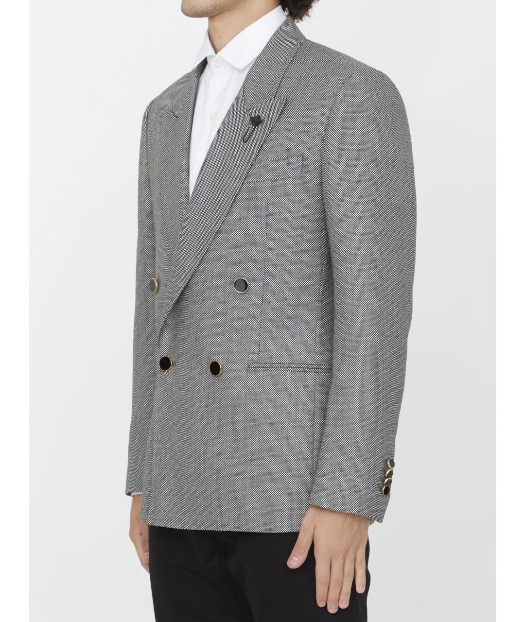 LARDINI Серый шерстяной пиджак, фото 2