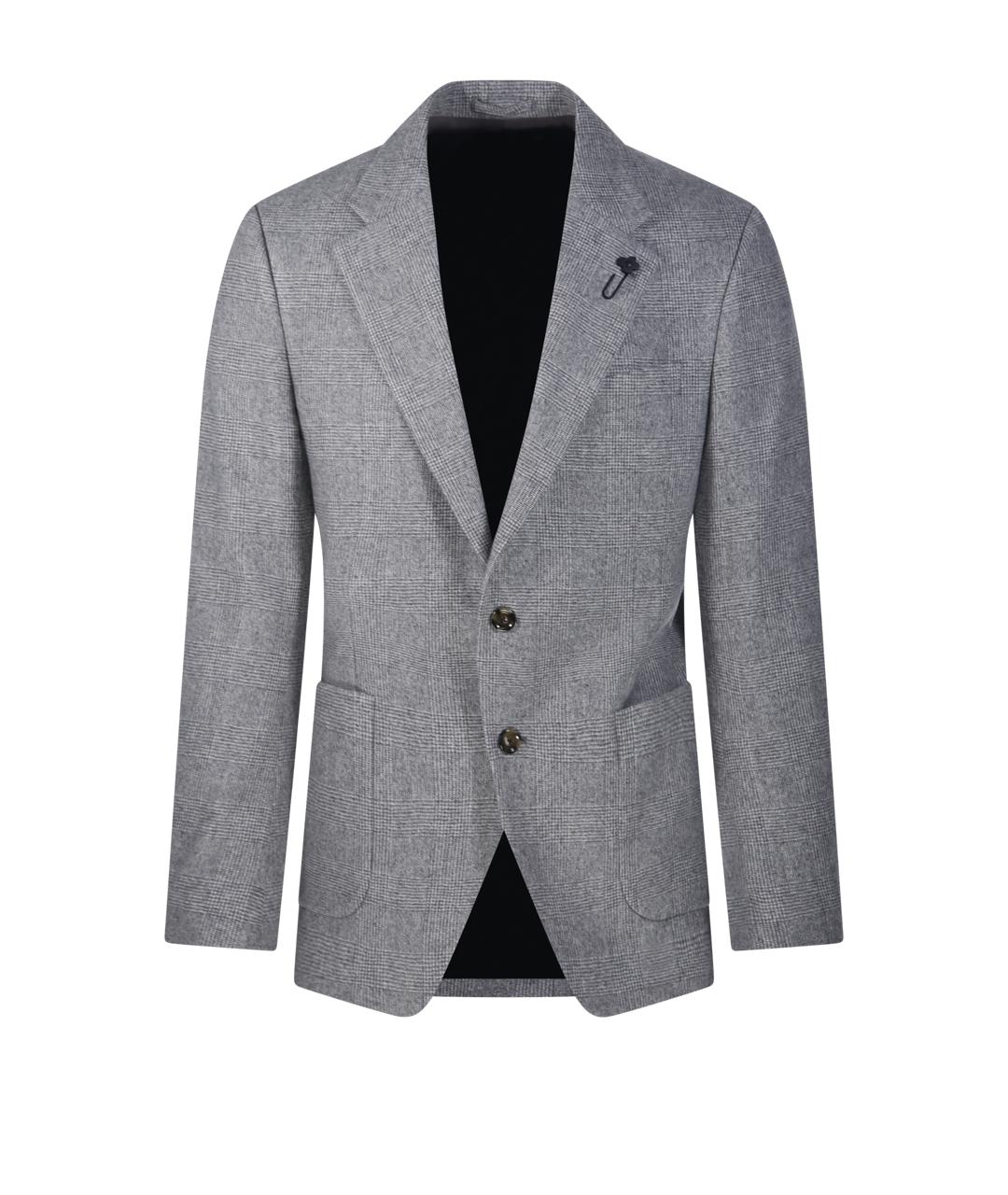 LARDINI Серый шерстяной пиджак, фото 1