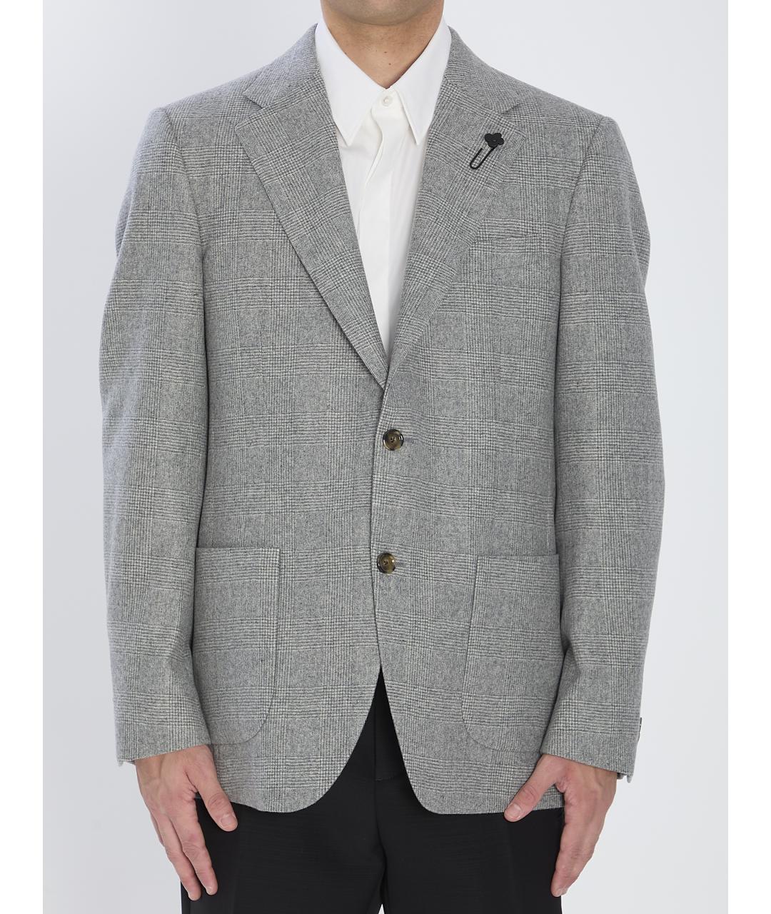 LARDINI Серый шерстяной пиджак, фото 2