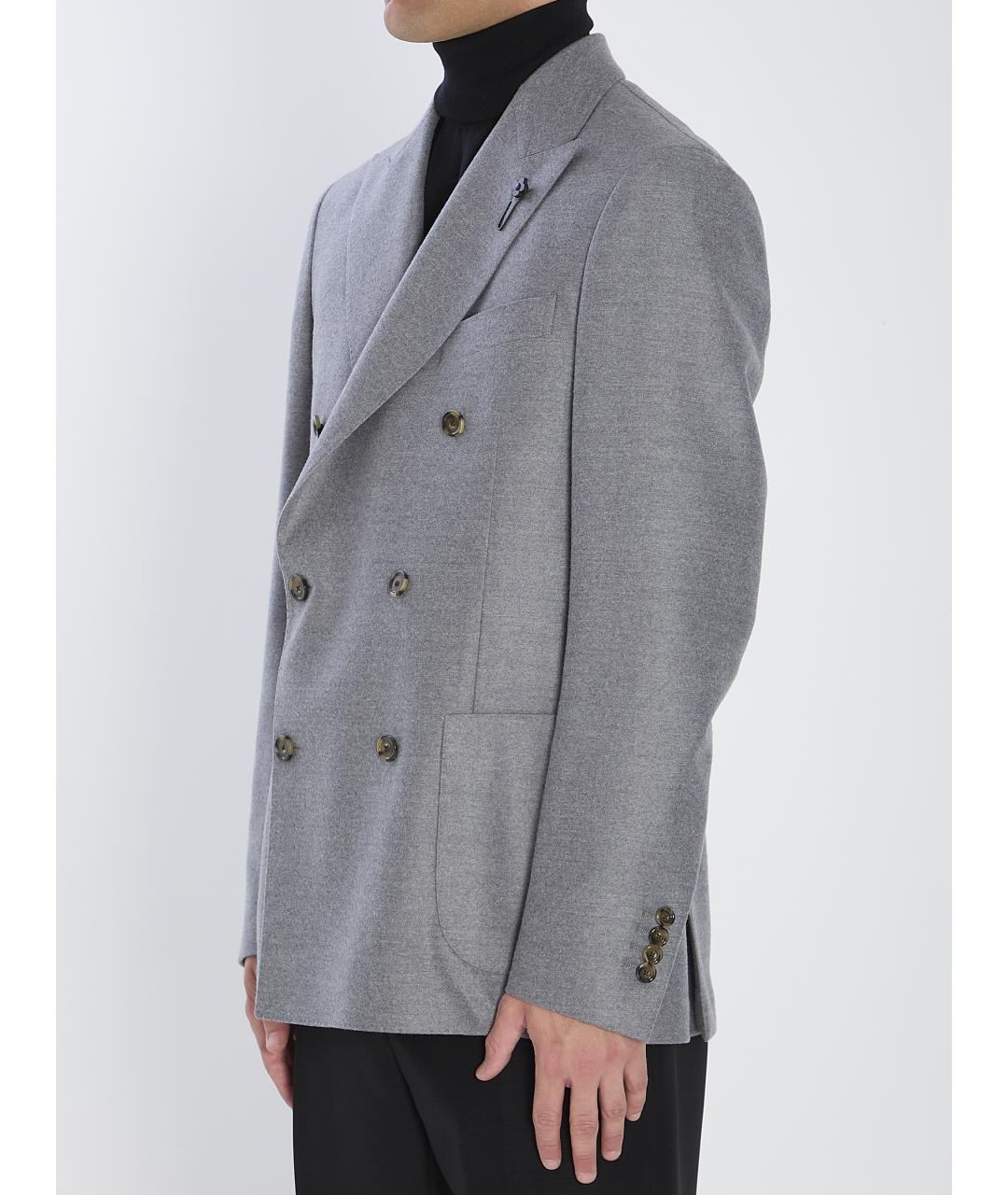 LARDINI Серый шерстяной пиджак, фото 2