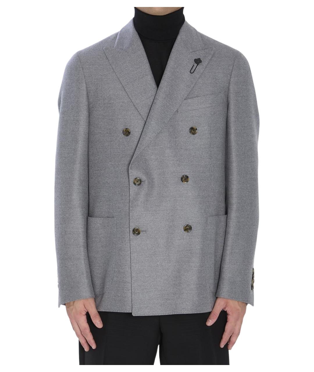 LARDINI Серый шерстяной пиджак, фото 1