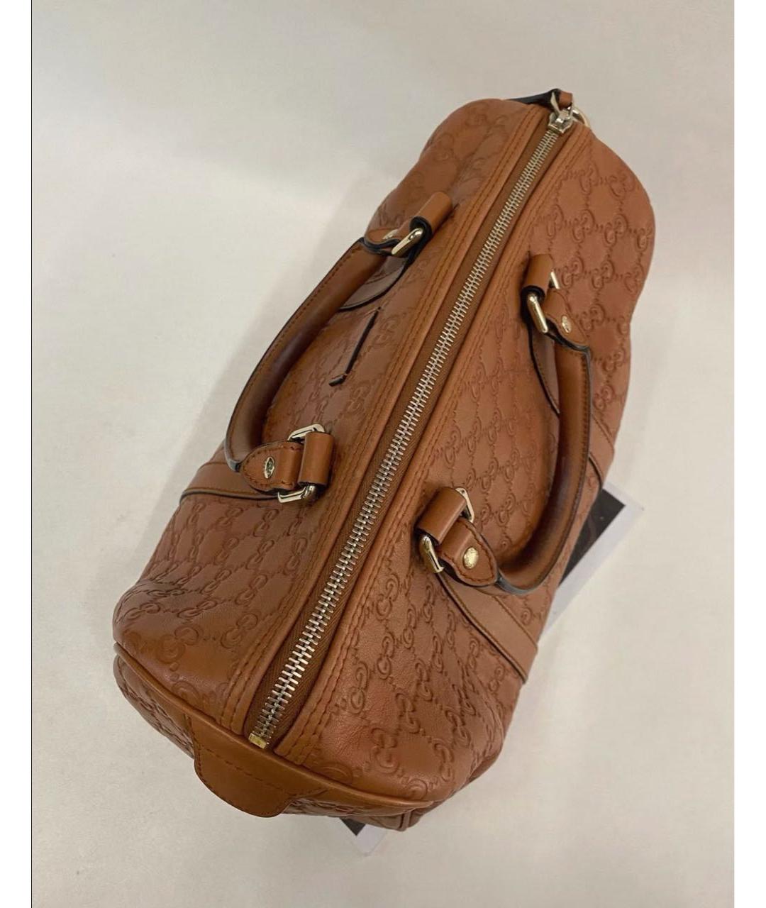 GUCCI Коричневая кожаная сумка с короткими ручками, фото 5