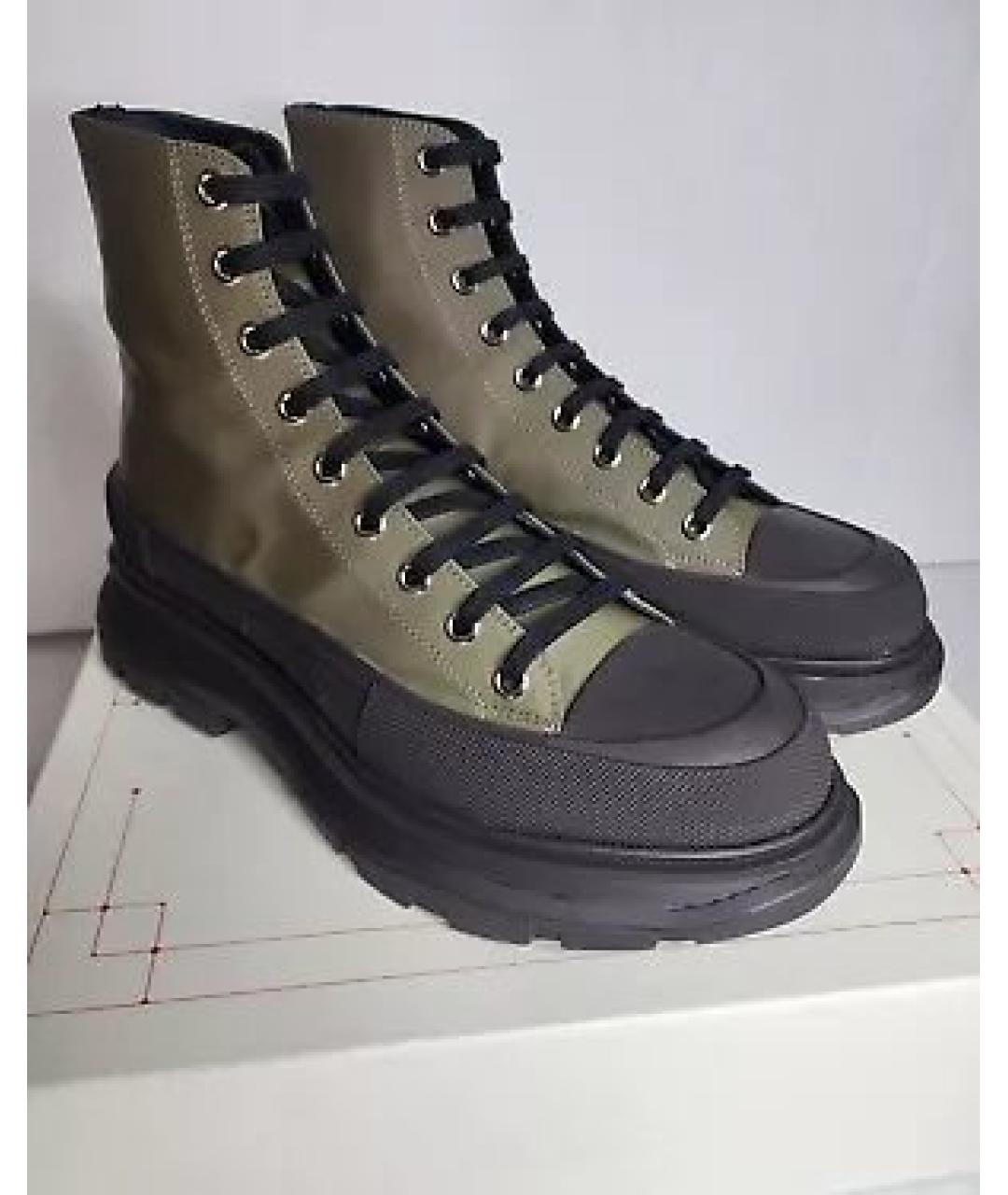 ALEXANDER MCQUEEN Хаки текстильные ботинки, фото 4