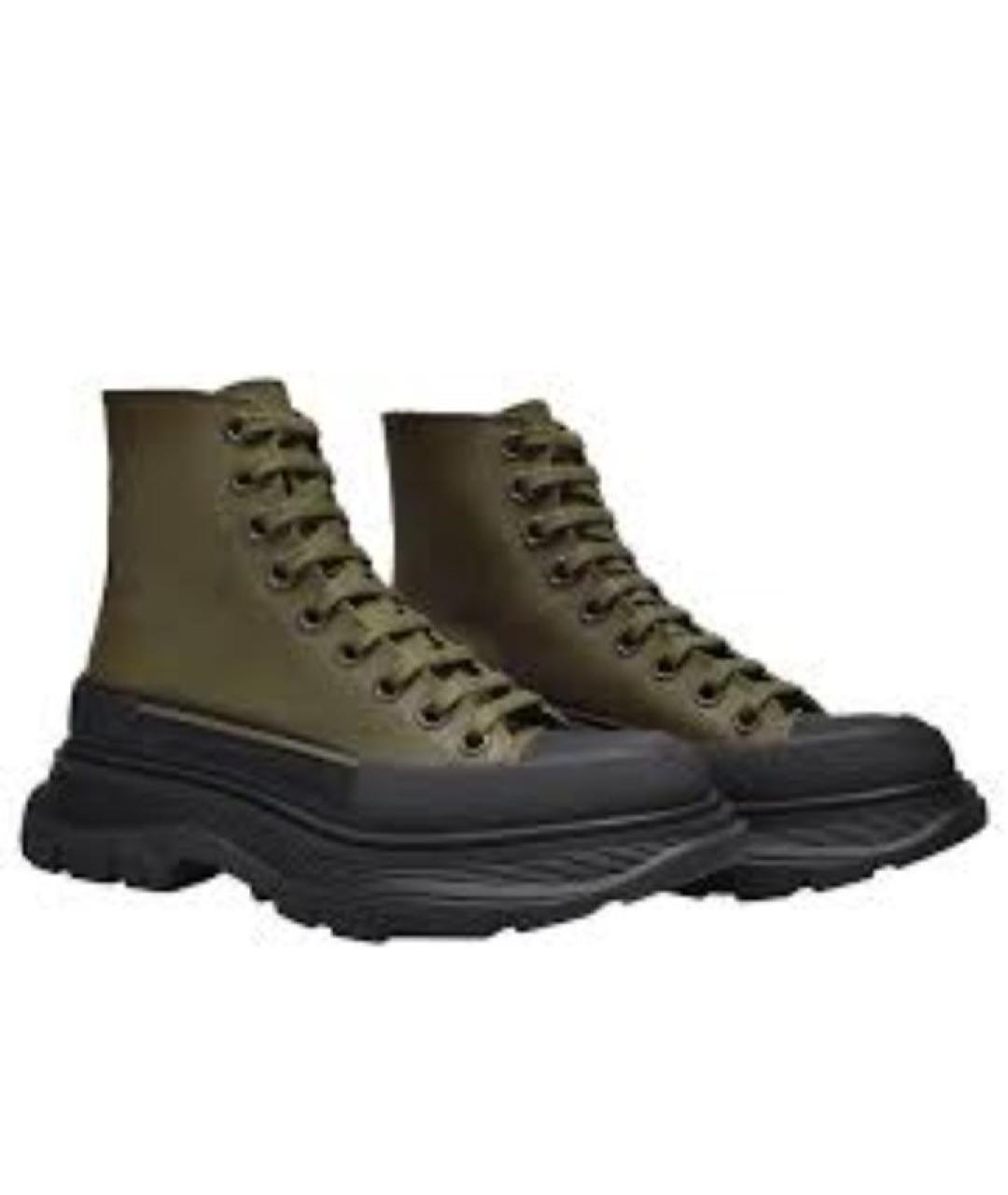 ALEXANDER MCQUEEN Хаки текстильные ботинки, фото 3