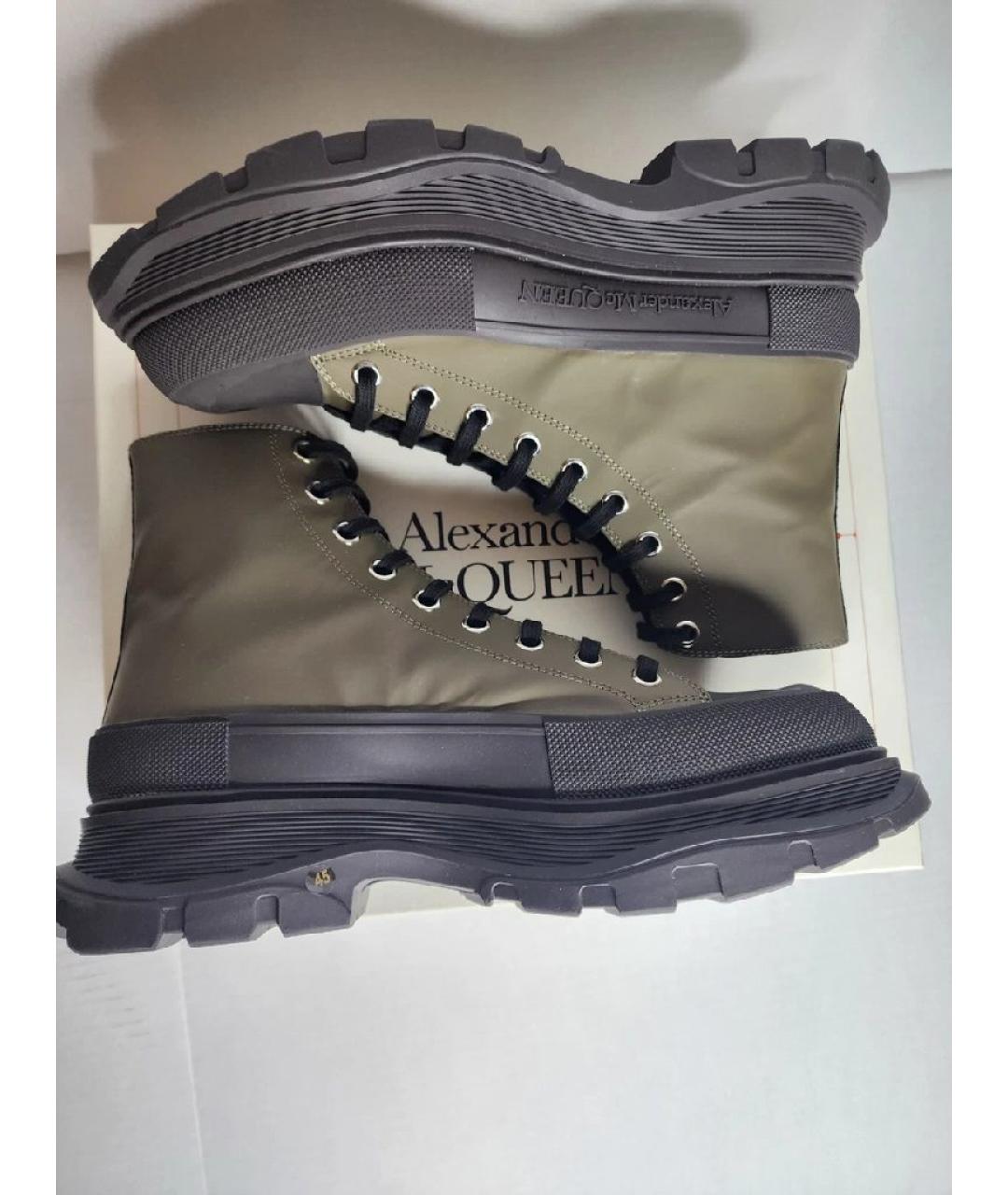 ALEXANDER MCQUEEN Хаки текстильные ботинки, фото 10