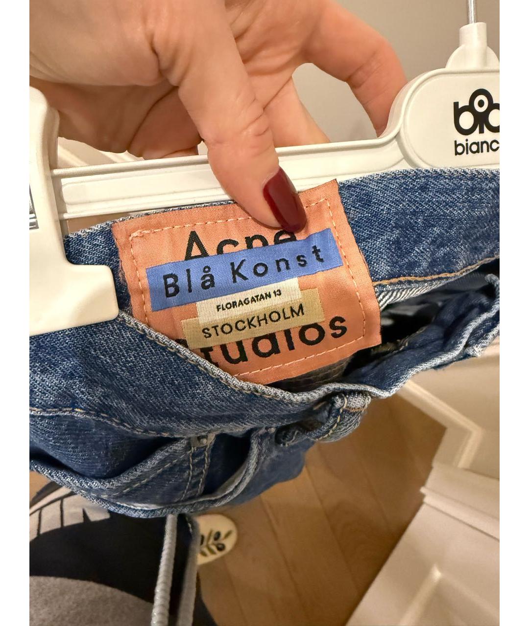 ACNE STUDIOS Синие хлопковые прямые джинсы, фото 3