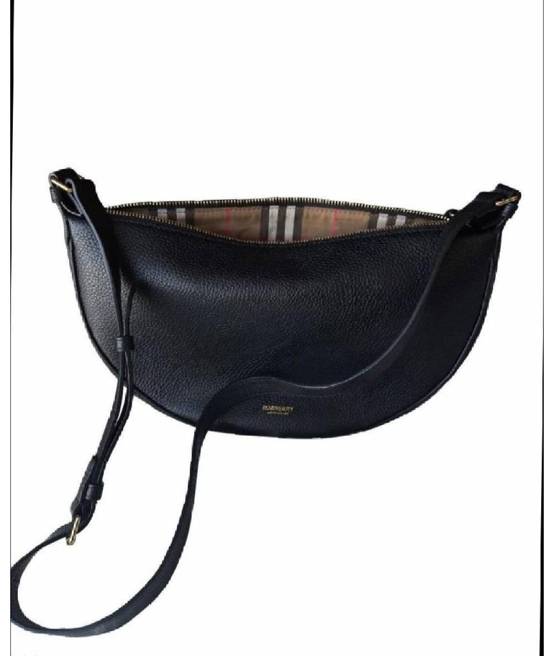 BURBERRY Черная кожаная сумка через плечо, фото 8