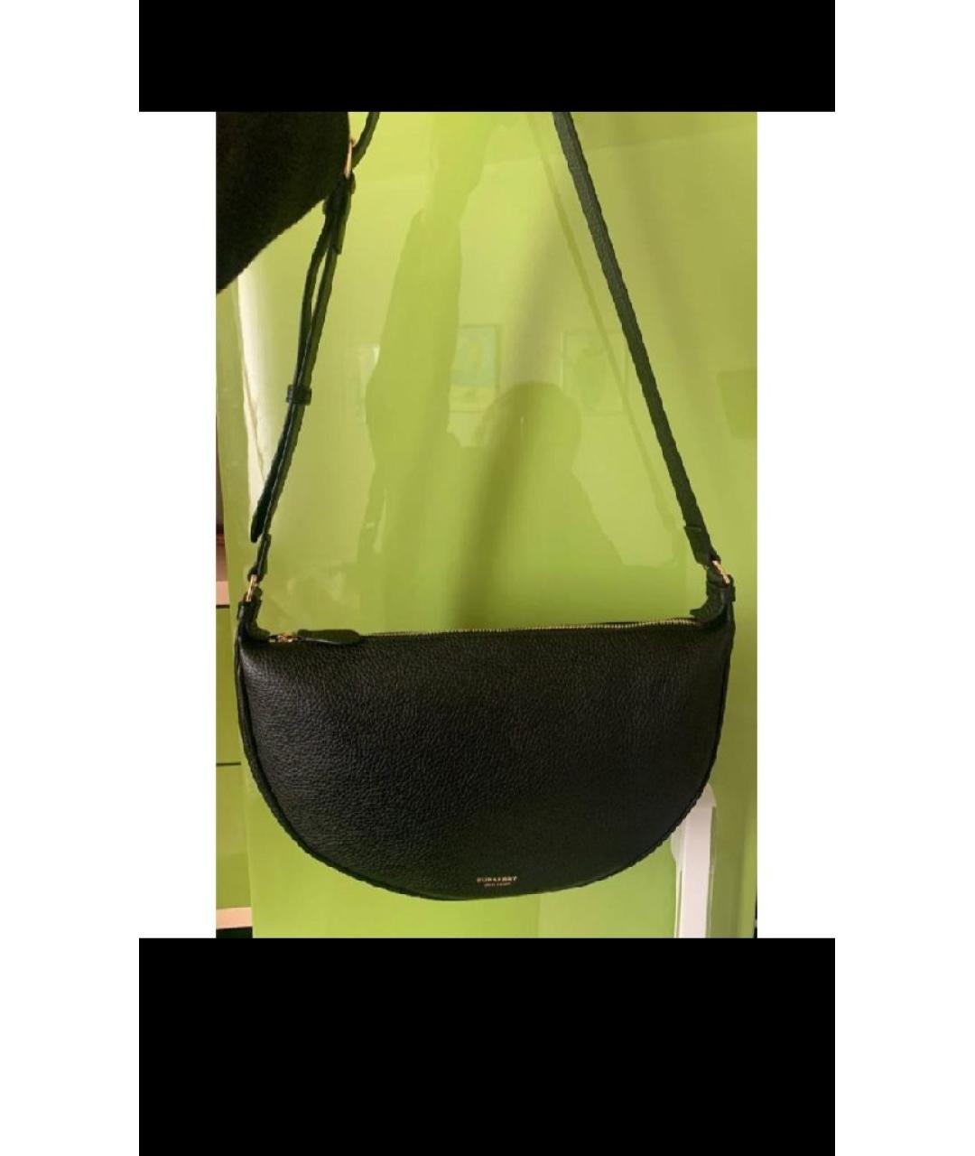 BURBERRY Черная кожаная сумка через плечо, фото 8