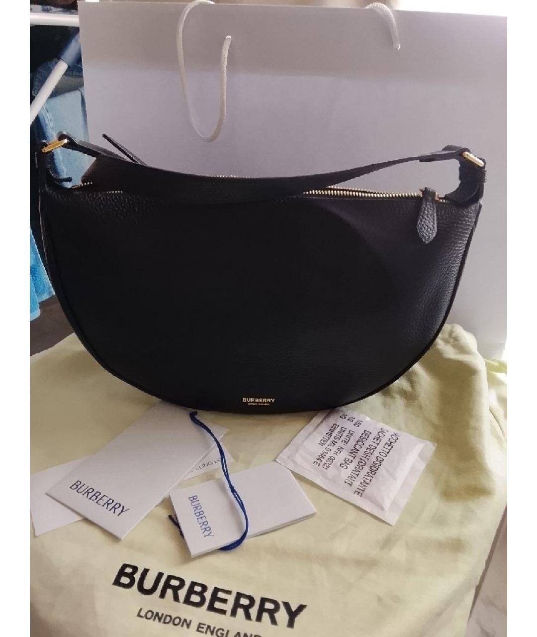 BURBERRY Черная кожаная сумка через плечо, фото 4