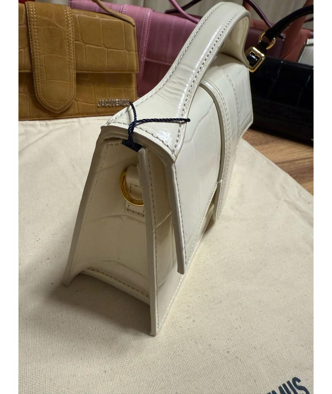 JACQUEMUS Белая кожаная сумка через плечо, фото 4