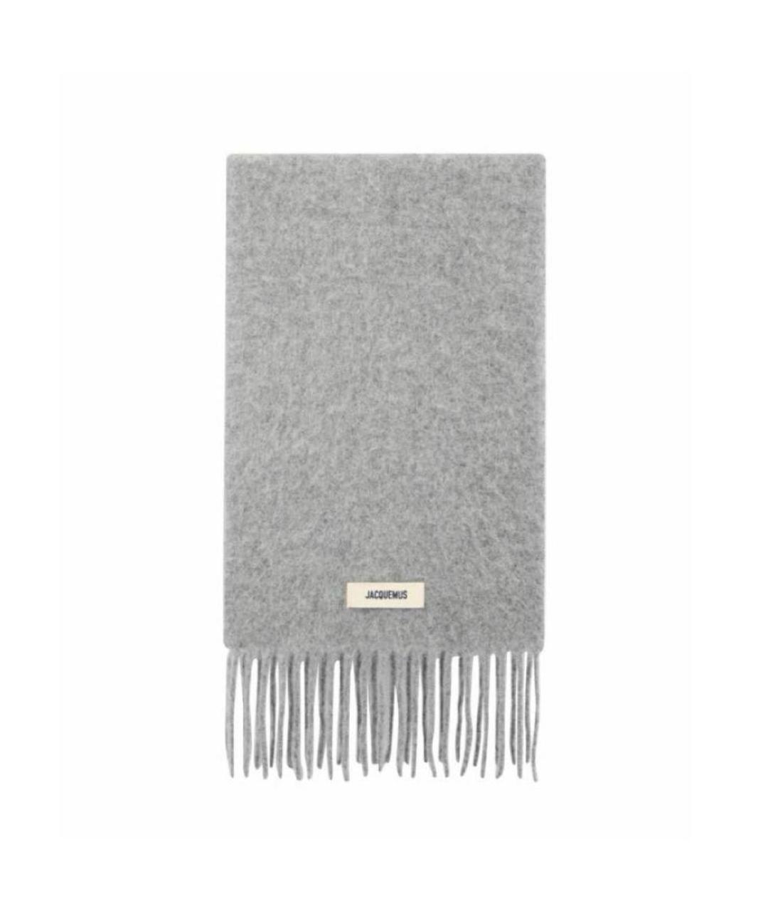 JACQUEMUS Серый шерстяной шарф, фото 1