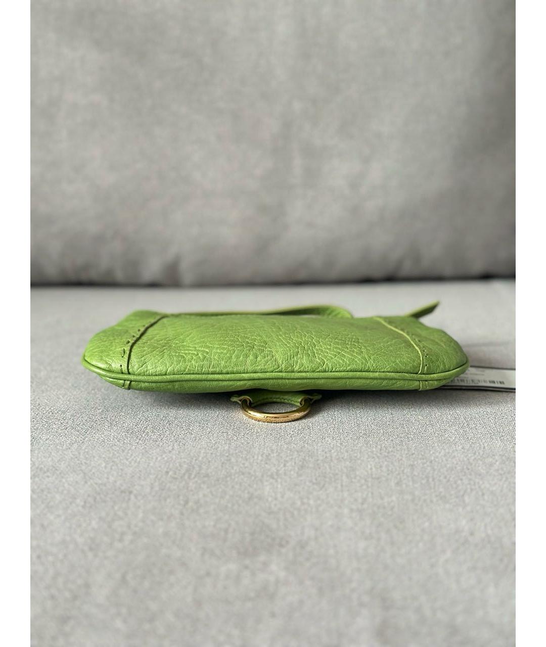 DOLCE&GABBANA Зеленая кожаная сумка с короткими ручками, фото 5