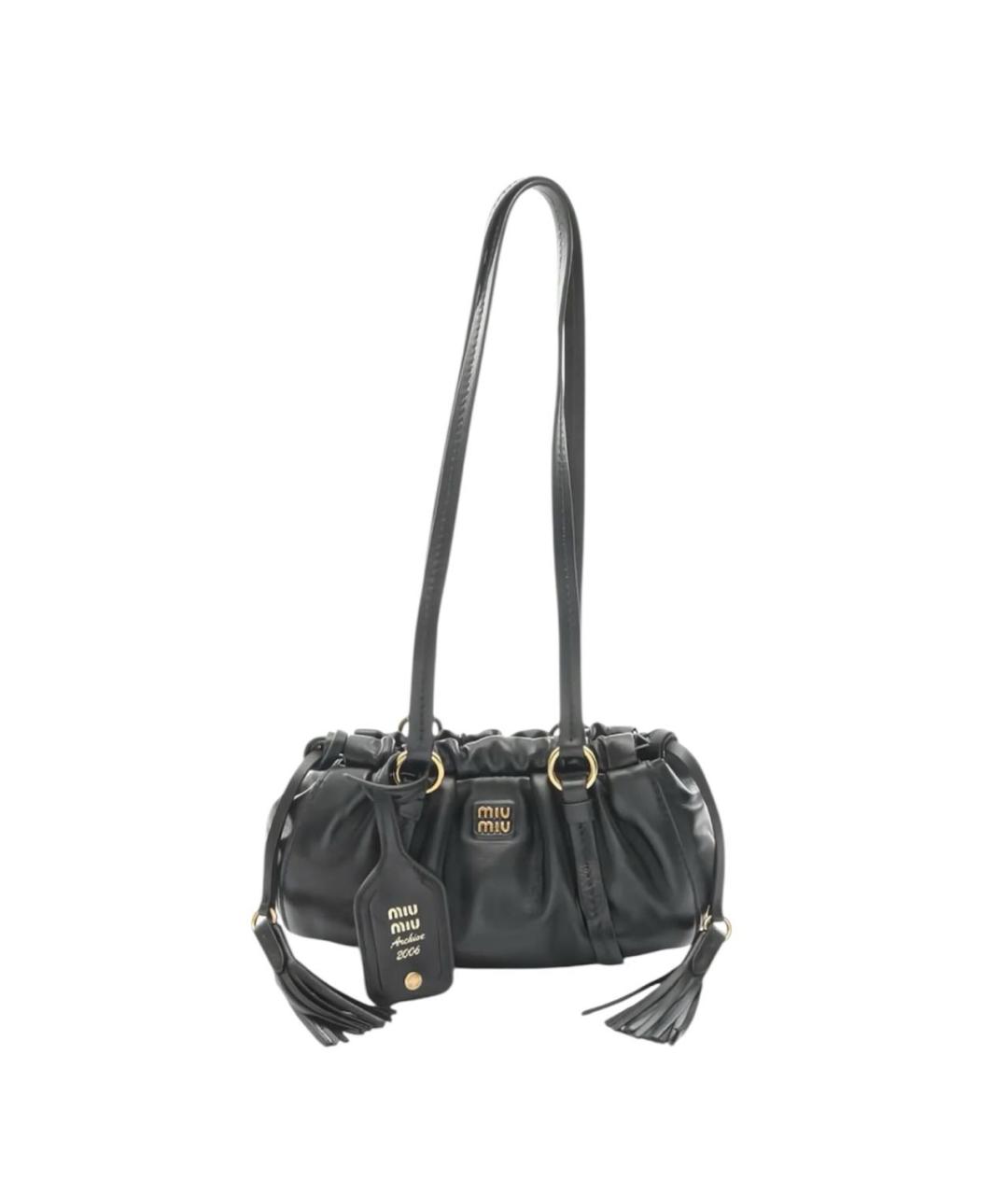 MIU MIU Черная кожаная сумка с короткими ручками, фото 1