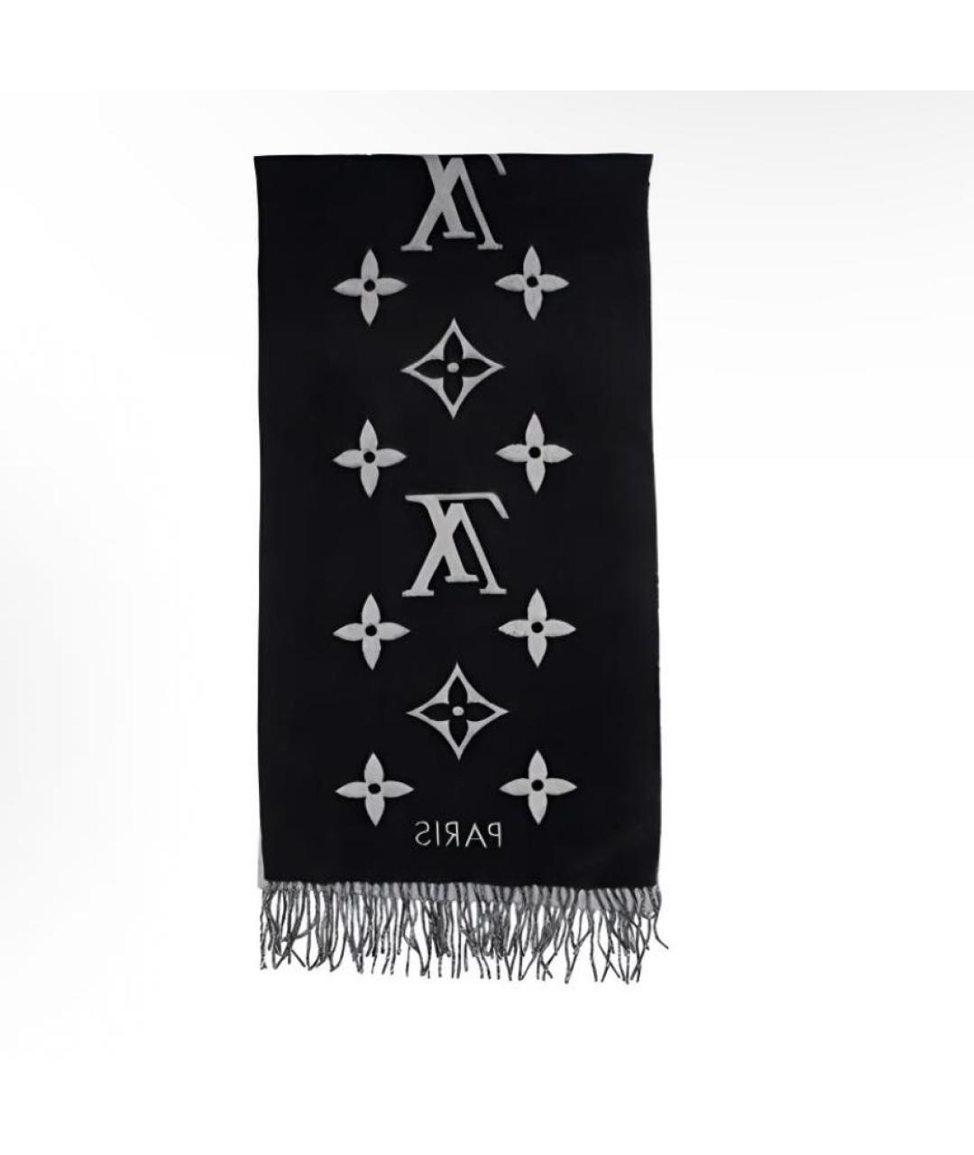 LOUIS VUITTON Черный кашемировый шарф, фото 2