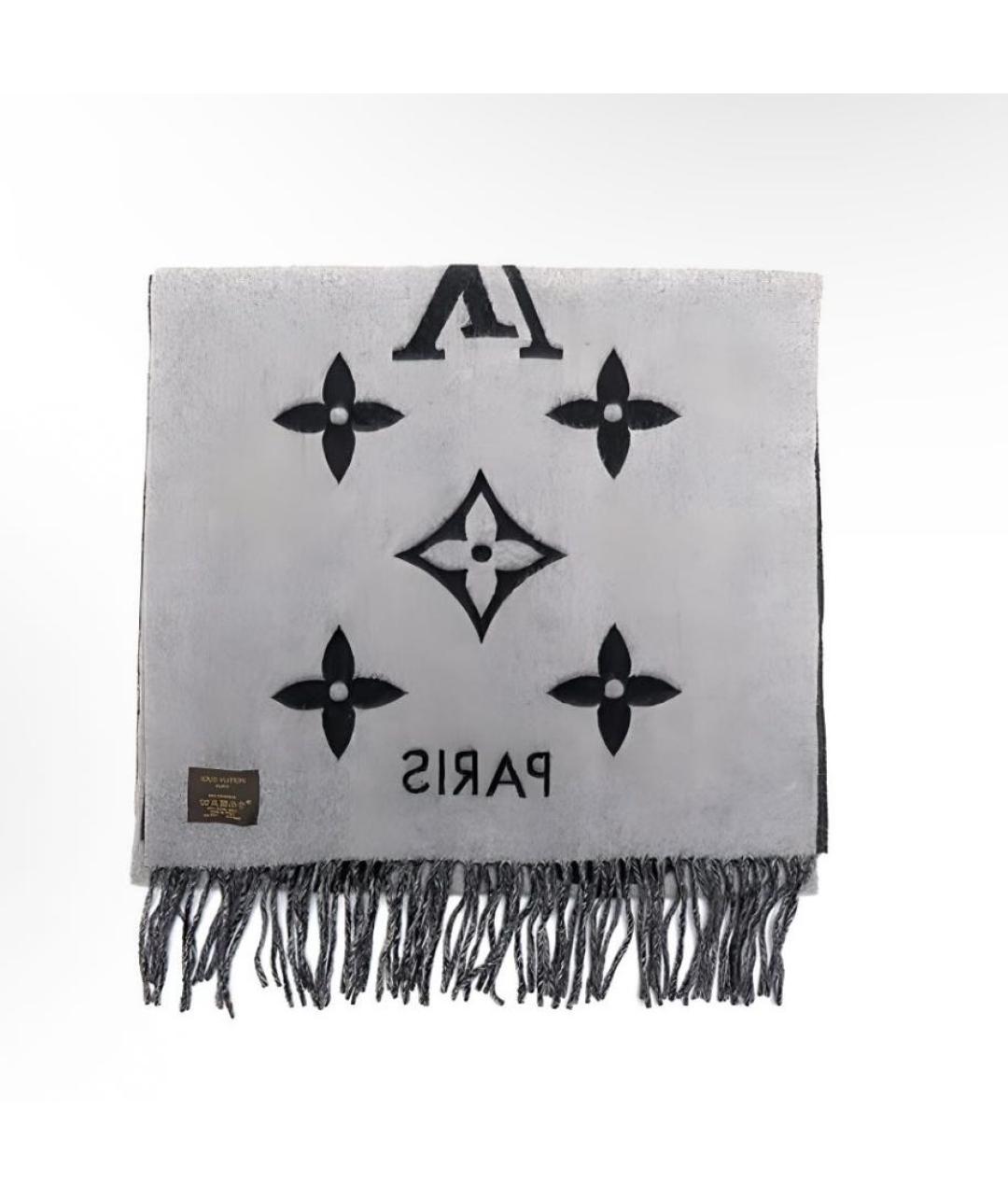 LOUIS VUITTON Черный кашемировый шарф, фото 3