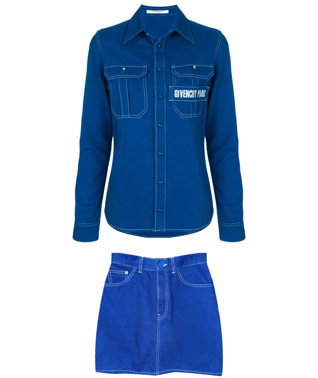 GIVENCHY Синий деним костюм с юбками, фото 1