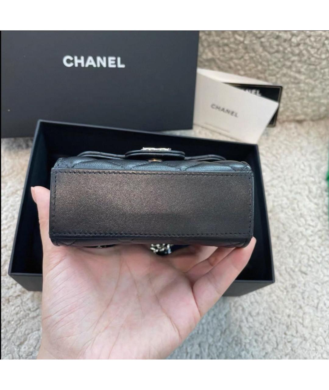 CHANEL Черная кожаная сумка через плечо, фото 7