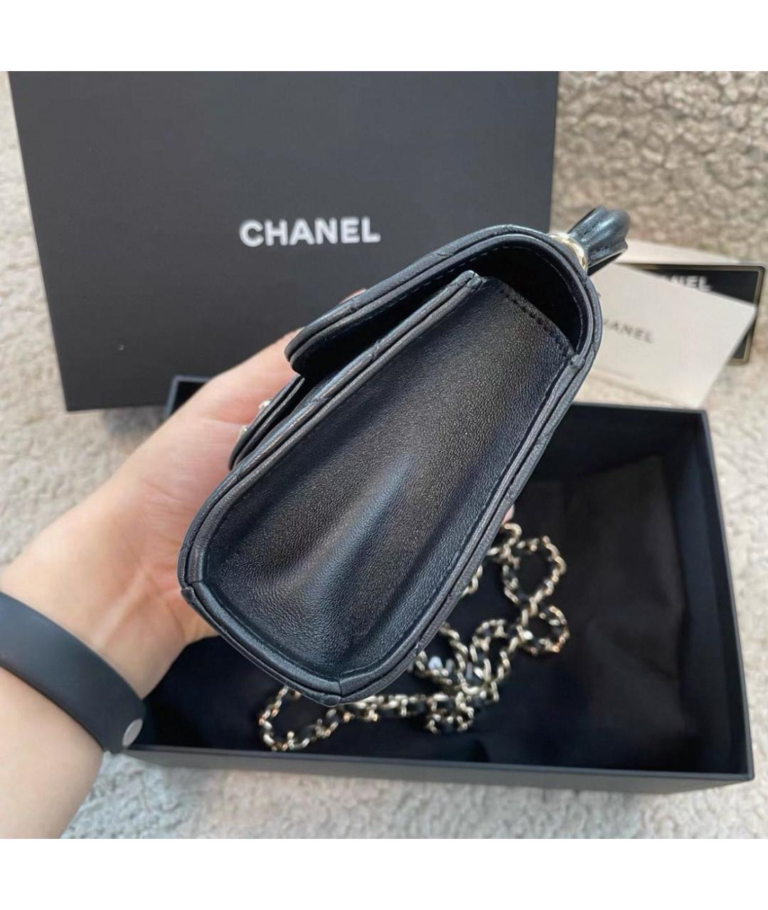 CHANEL Черная кожаная сумка через плечо, фото 6