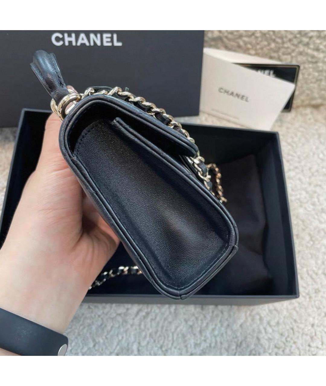 CHANEL Черная кожаная сумка через плечо, фото 5