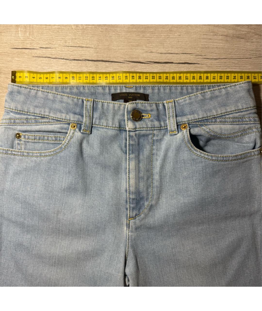 LOUIS VUITTON Голубые хлопковые джинсы слим, фото 5