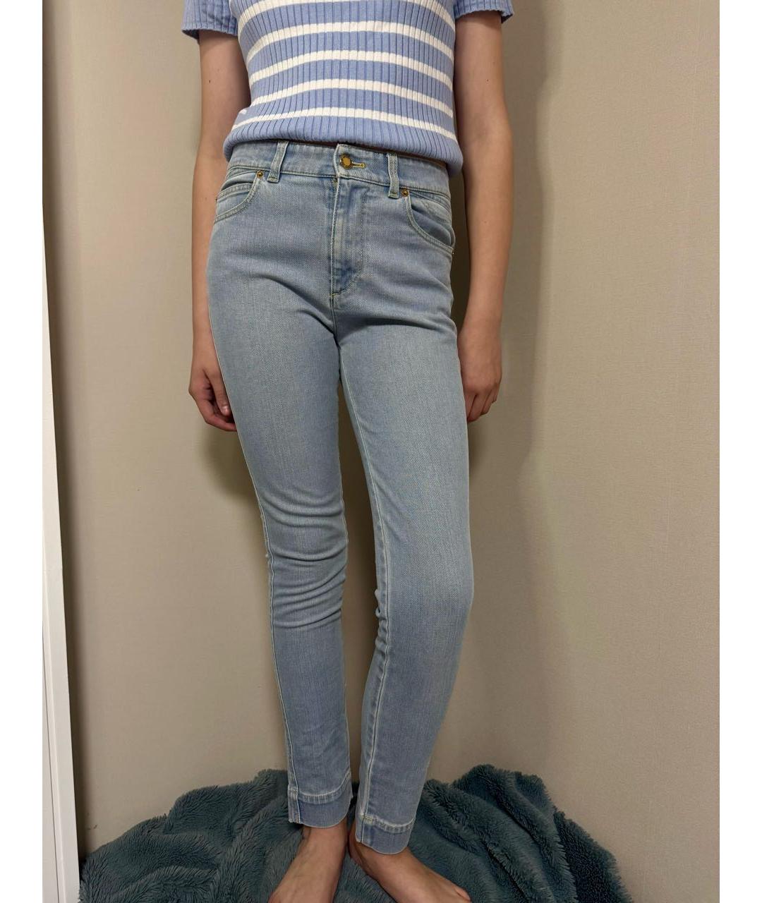 LOUIS VUITTON Голубые хлопковые джинсы слим, фото 9