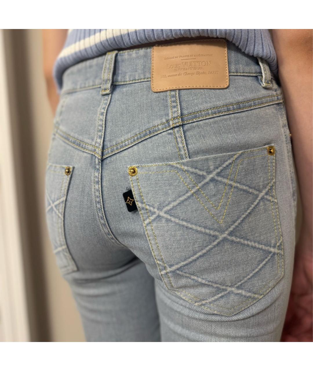 LOUIS VUITTON Голубые хлопковые джинсы слим, фото 4