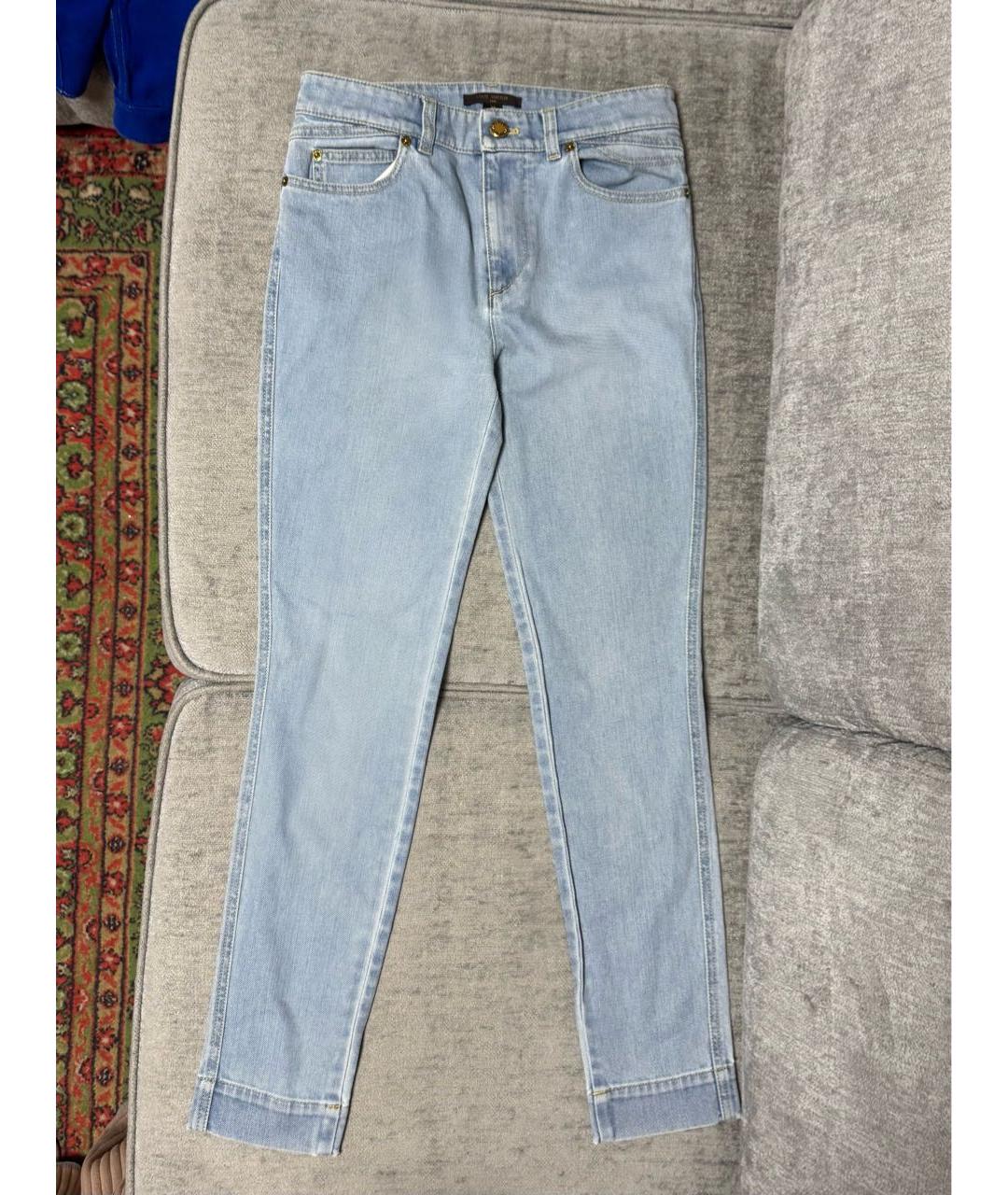 LOUIS VUITTON Голубые хлопковые джинсы слим, фото 2