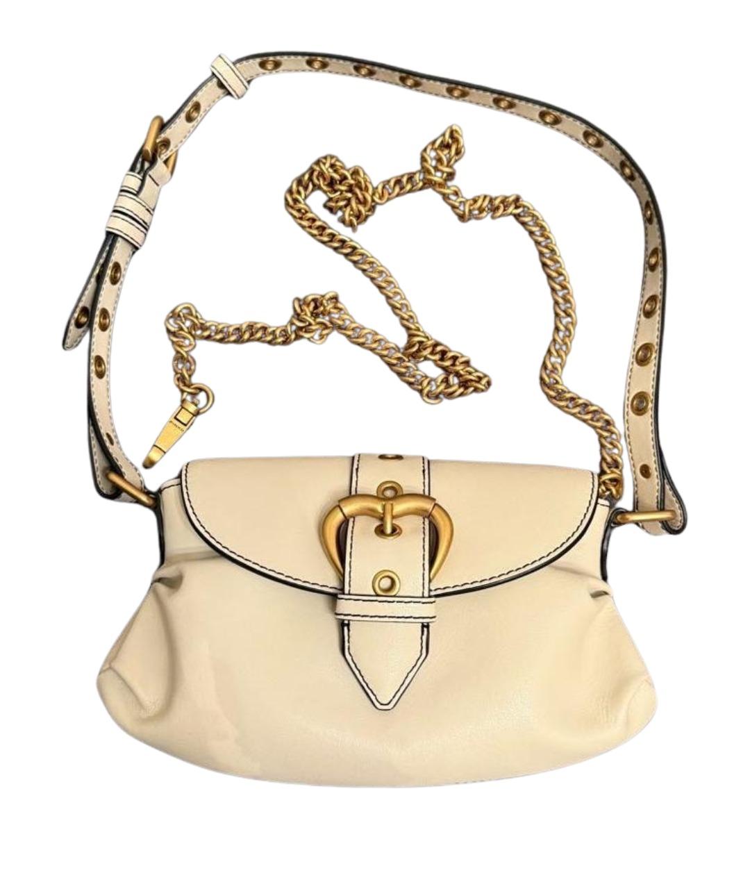 PINKO Бежевая кожаная сумка через плечо, фото 1