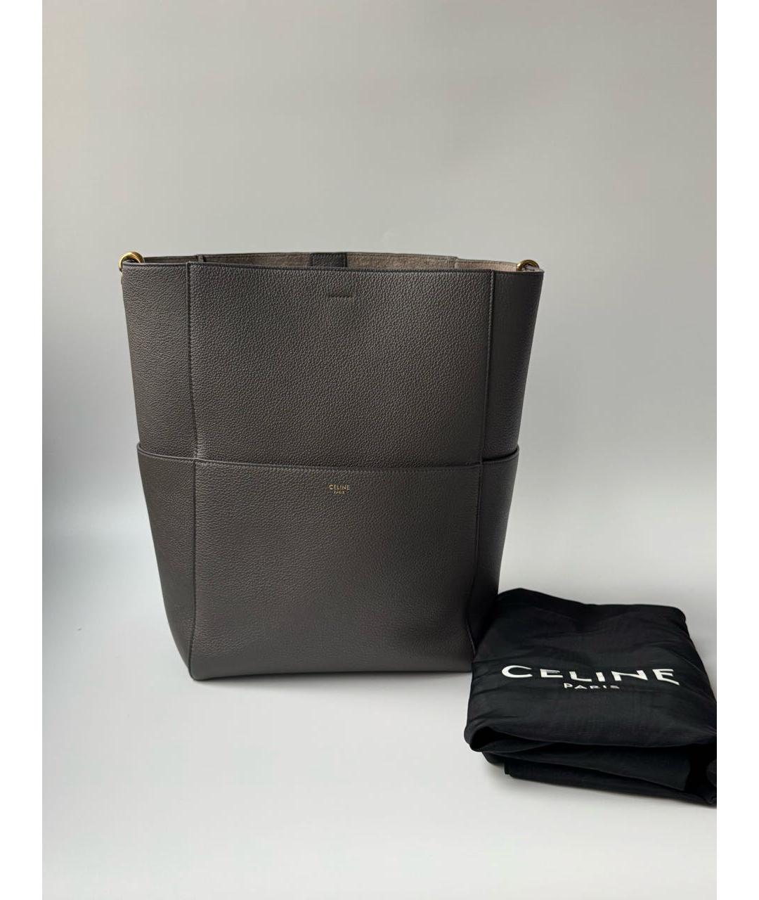 CELINE Серая кожаная сумка через плечо, фото 5