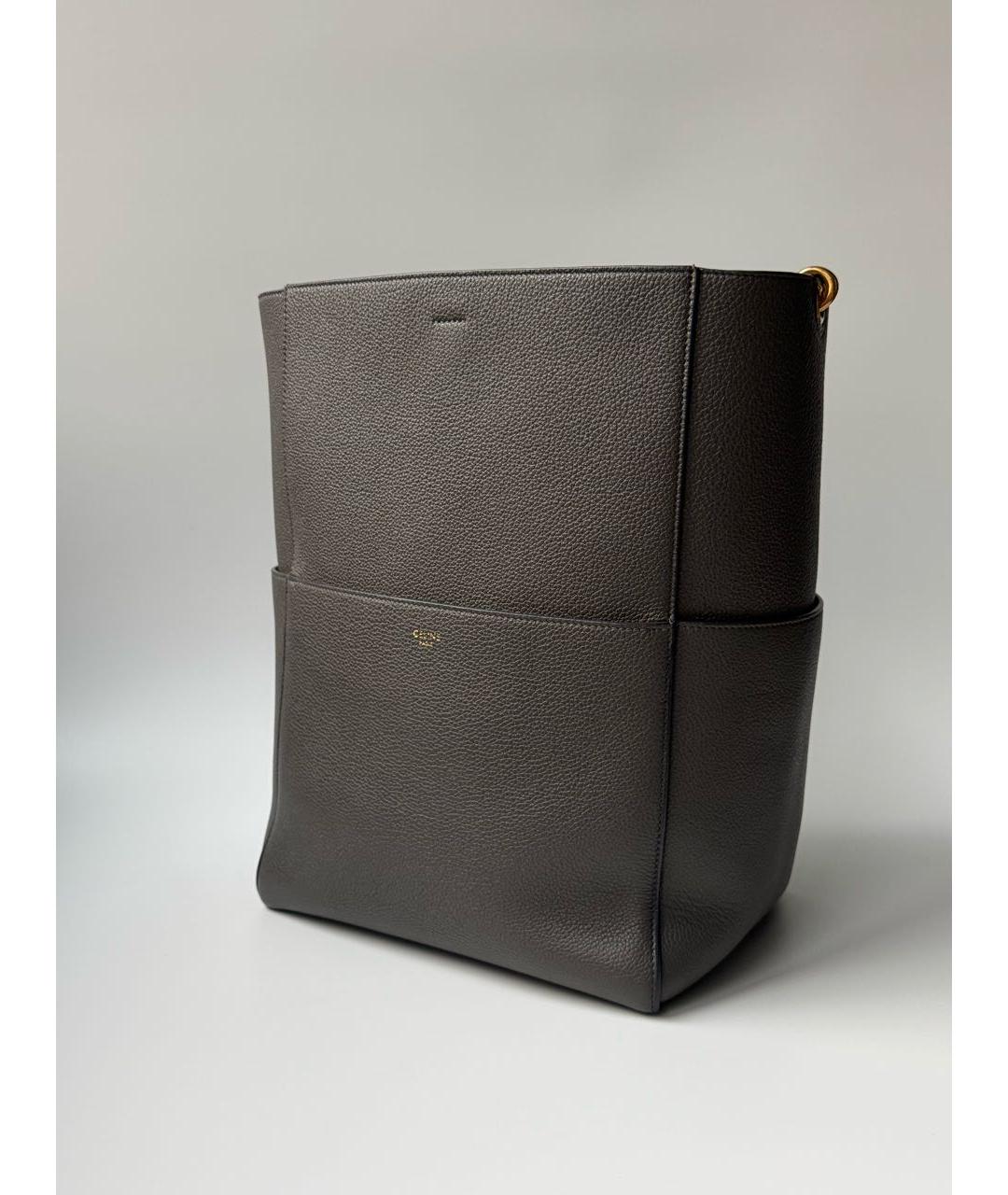 CELINE Серая кожаная сумка через плечо, фото 2