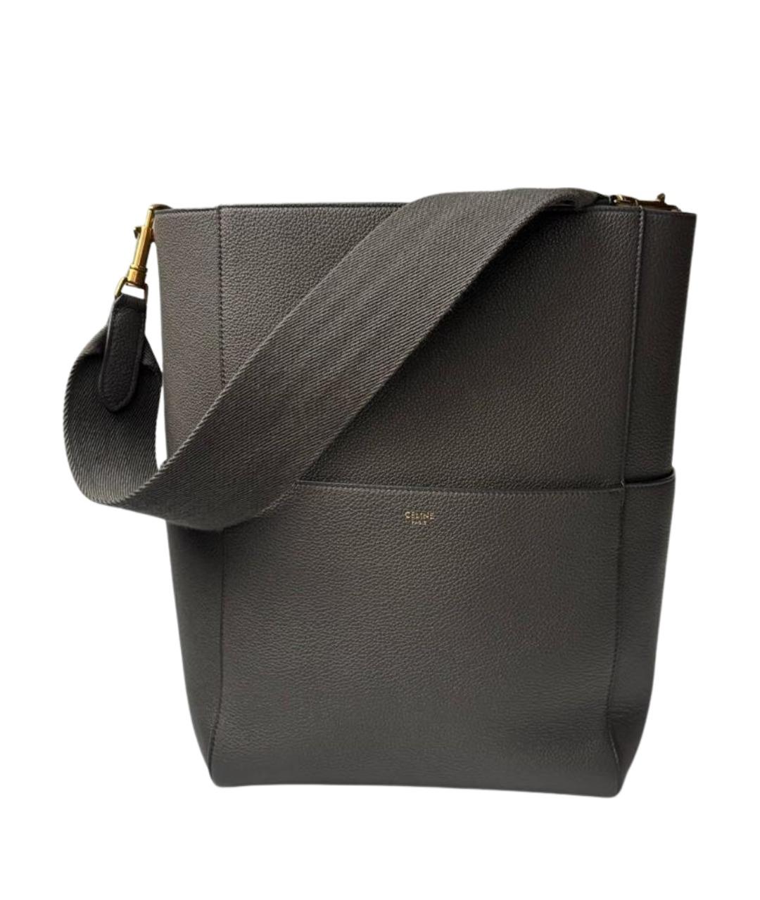 CELINE Серая кожаная сумка через плечо, фото 1