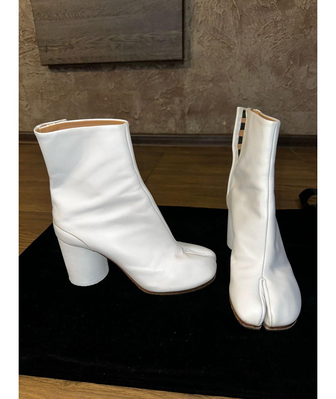 MAISON MARGIELA Белые кожаные ботильоны, фото 5