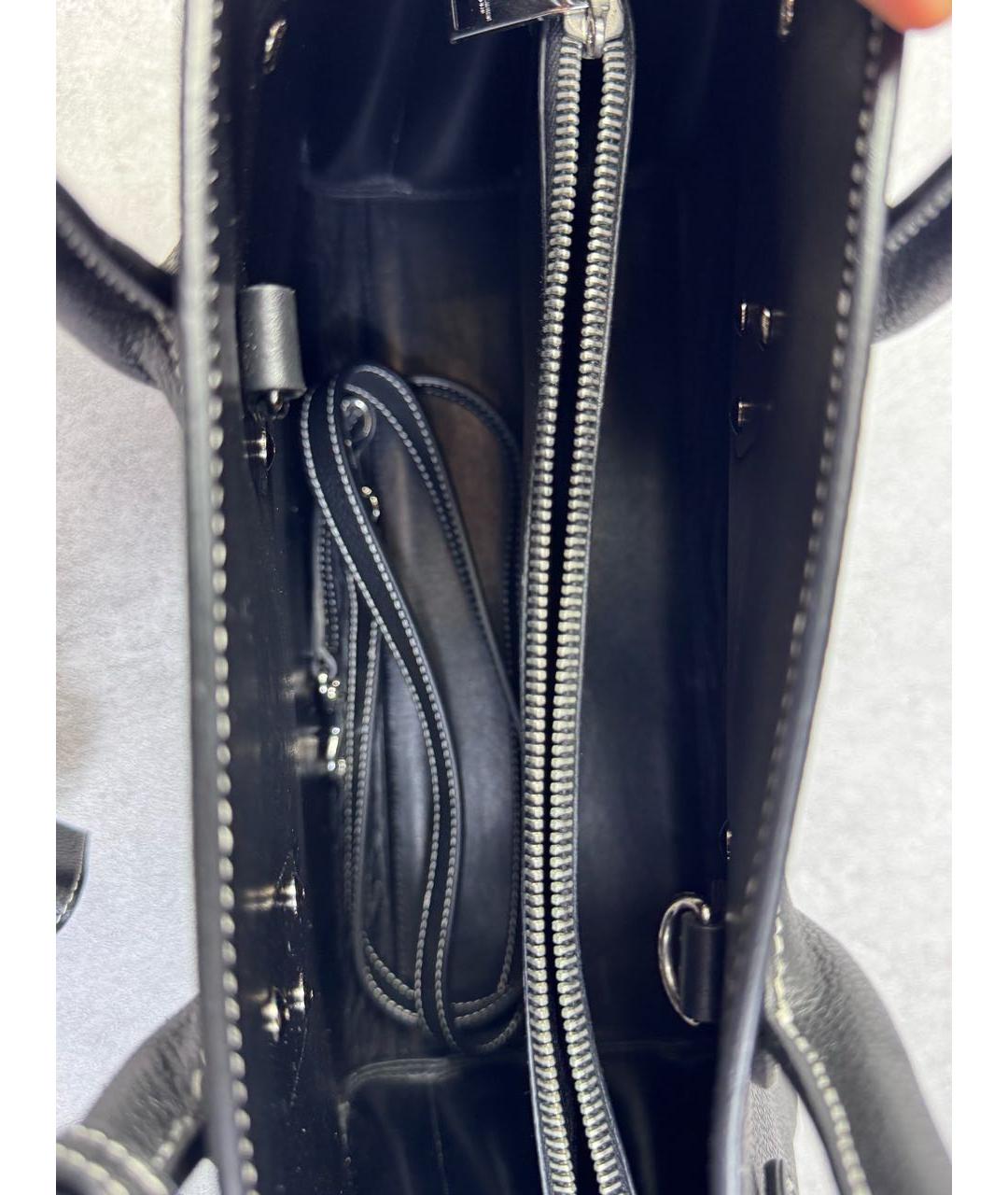 SAINT LAURENT Черная кожаная сумка с короткими ручками, фото 5