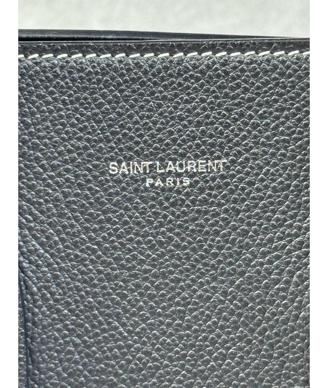 SAINT LAURENT Черная кожаная сумка с короткими ручками, фото 4