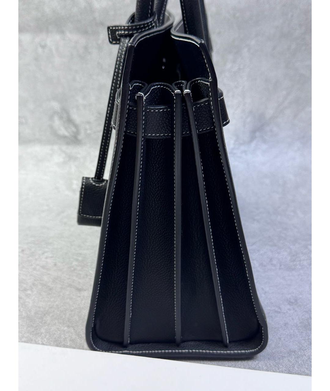 SAINT LAURENT Черная кожаная сумка с короткими ручками, фото 3