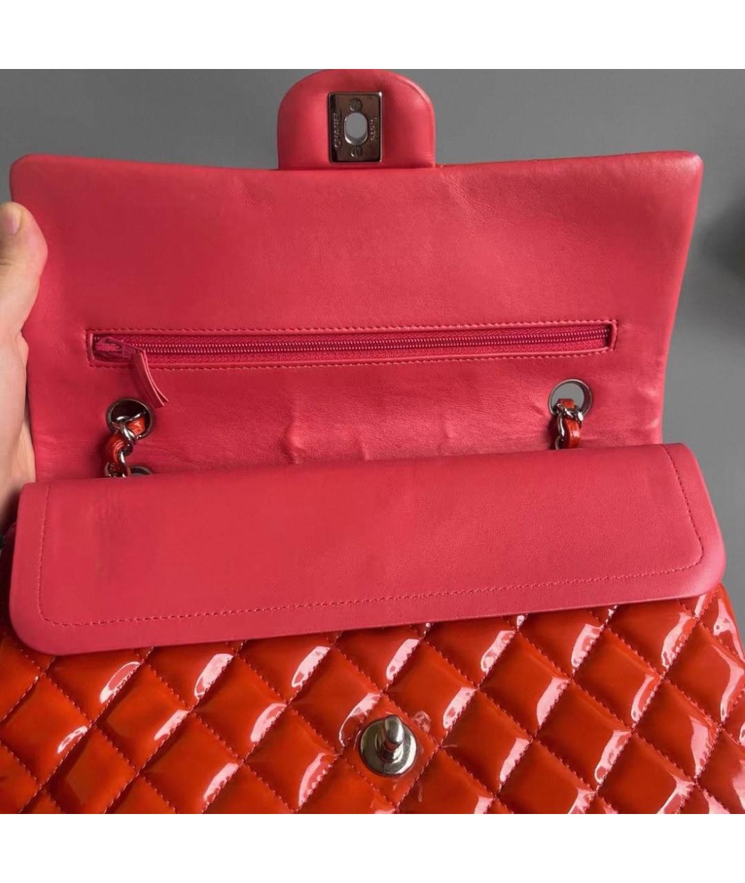 CHANEL Красная сумка через плечо из лакированной кожи, фото 4