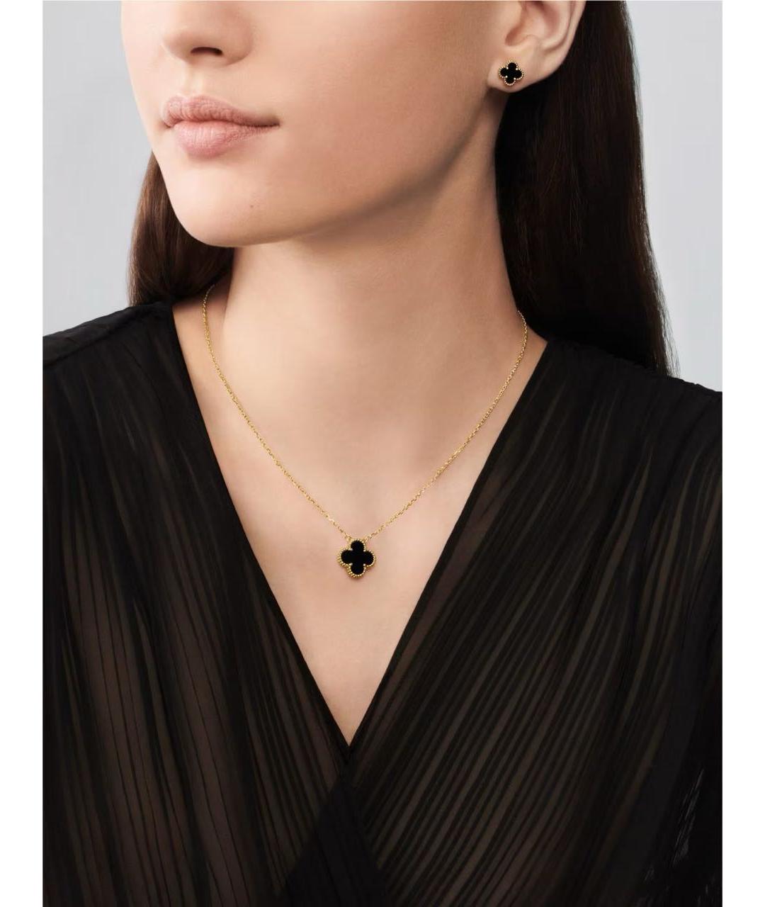 VAN CLEEF & ARPELS Черные серьги из желтого золота, фото 3