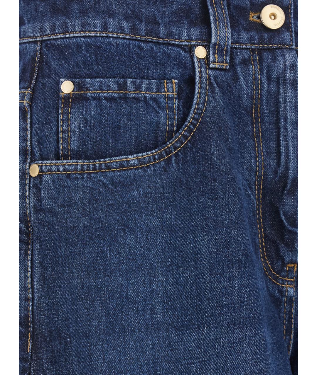 BRUNELLO CUCINELLI Синие хлопковые прямые джинсы, фото 3