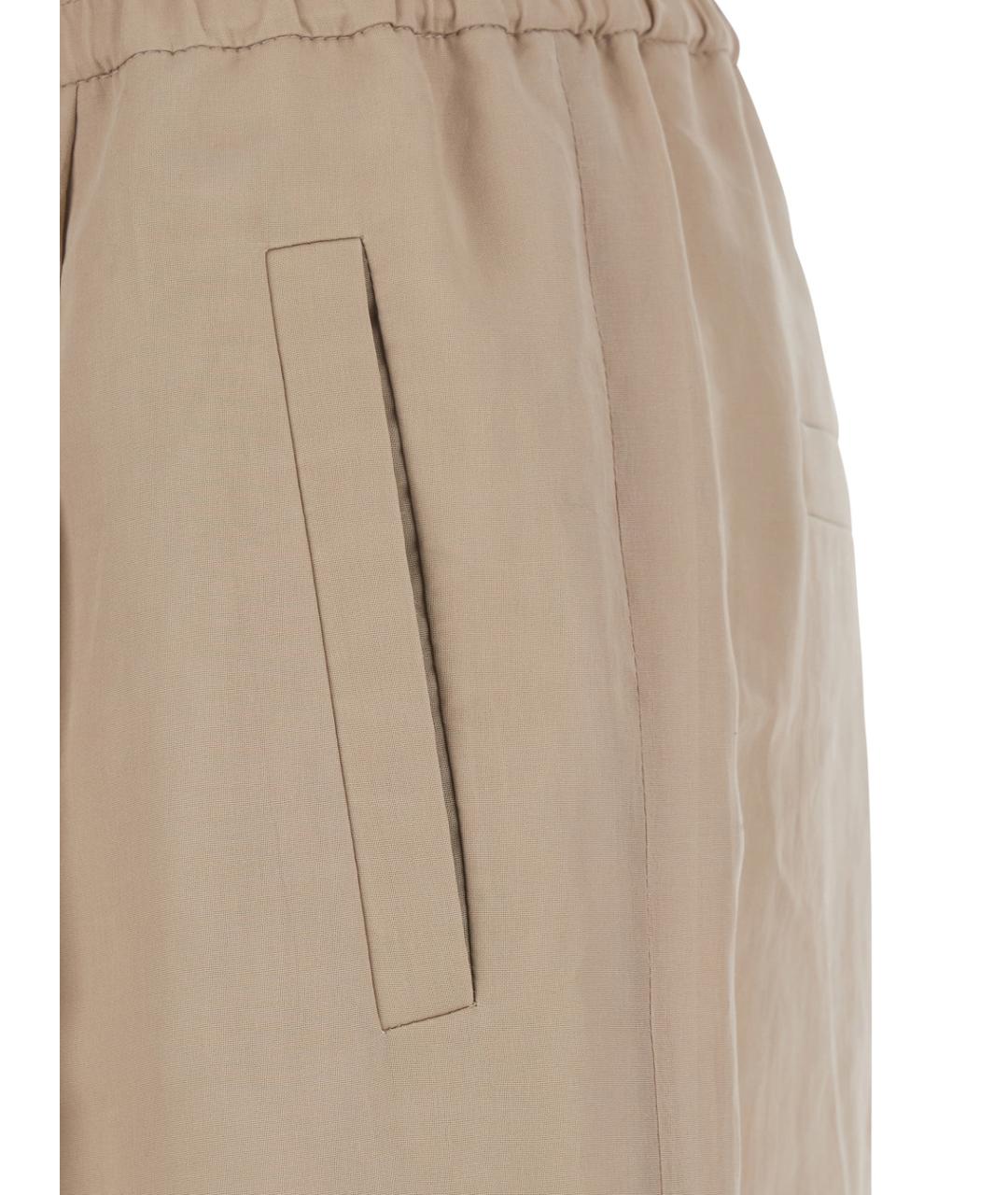 BRUNELLO CUCINELLI Бежевые хлопковые прямые брюки, фото 3