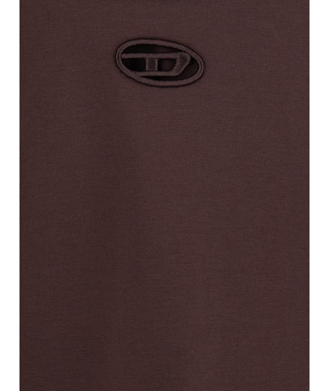 DIESEL Коричневая хлопковая футболка, фото 3