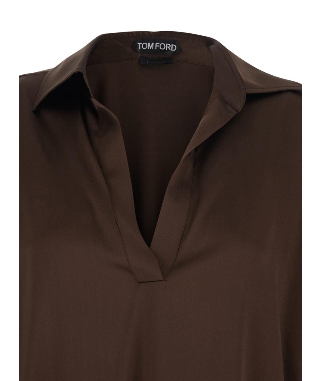 TOM FORD Коричневая шелковая блузы, фото 3