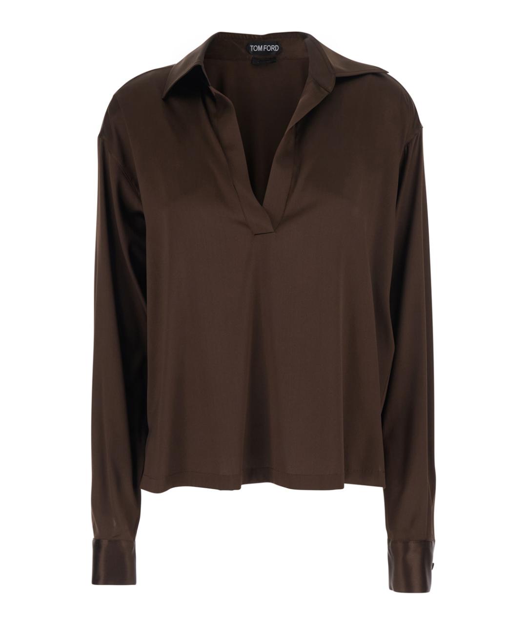 TOM FORD Коричневая шелковая блузы, фото 1