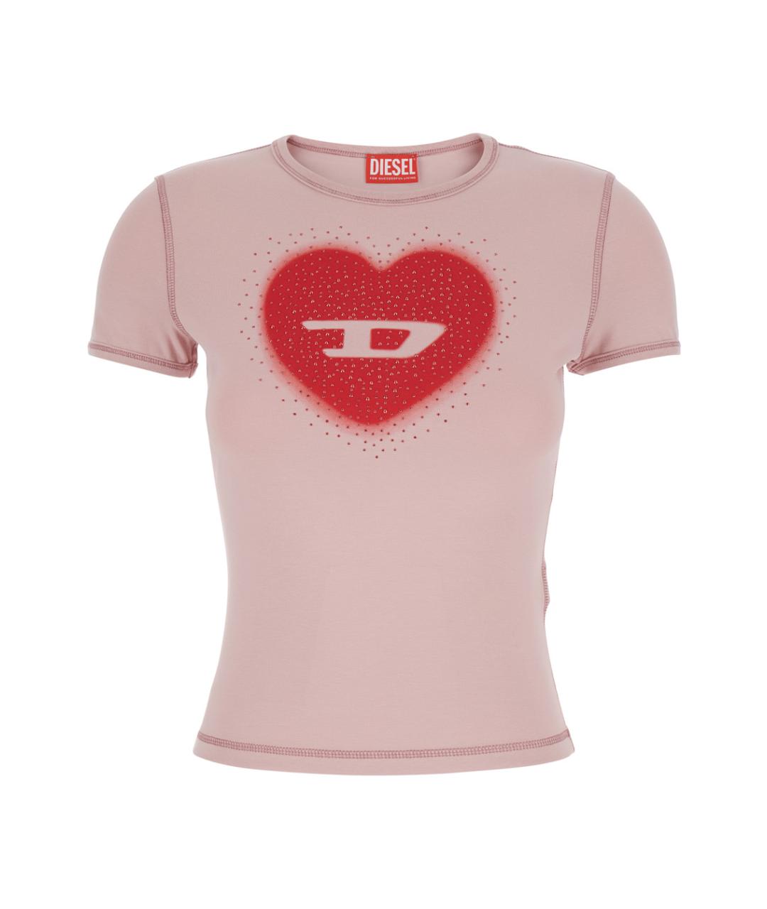 DIESEL Розовая хлопковая футболка, фото 1