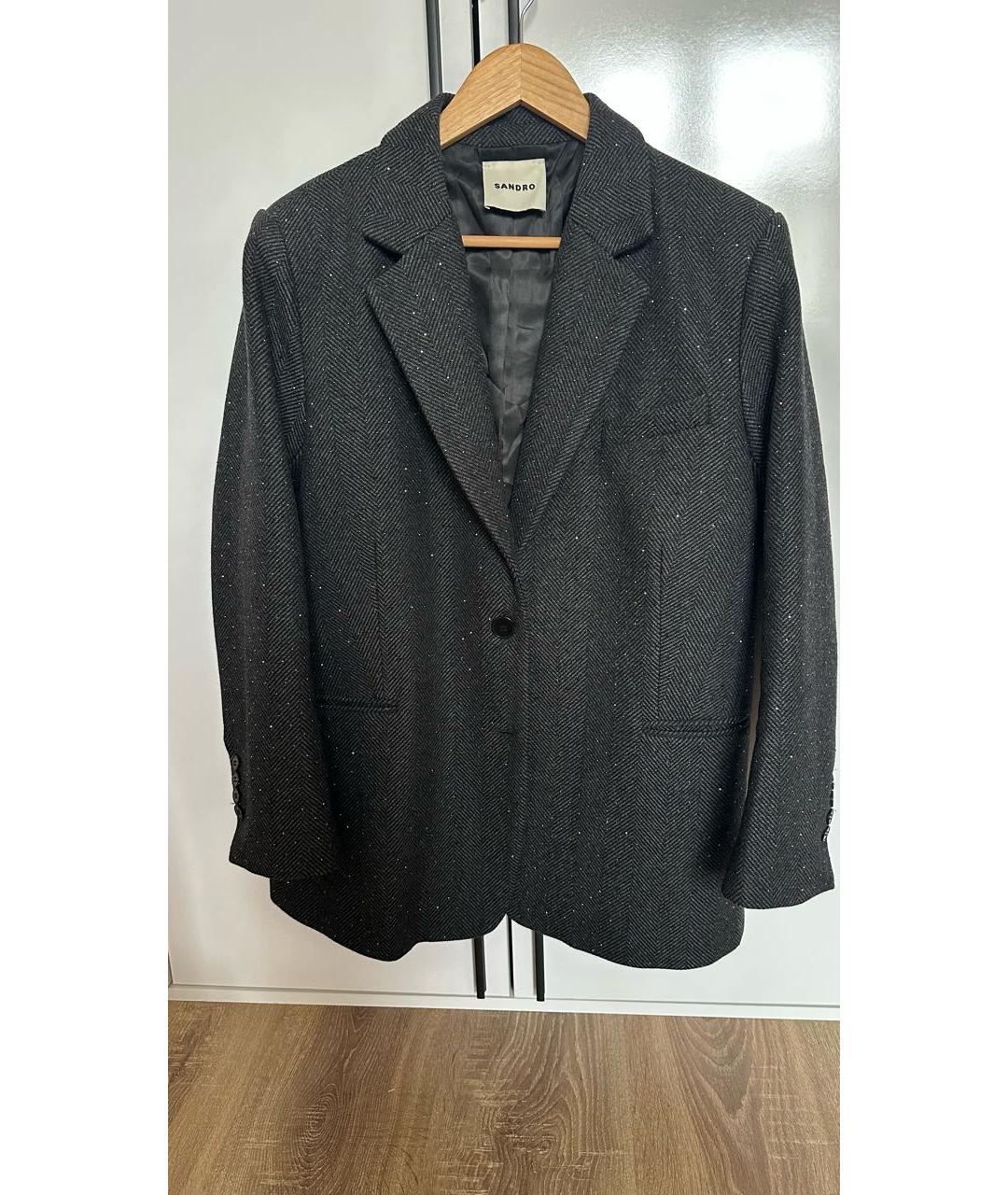 SANDRO Антрацитовый шерстяной костюм с юбками, фото 9