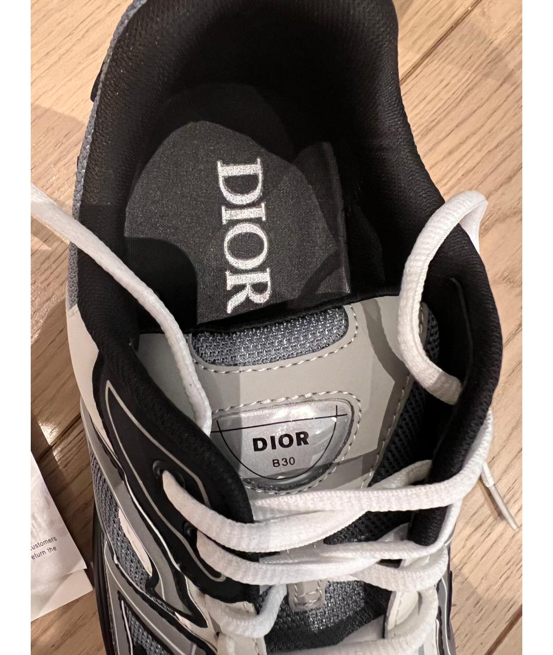 CHRISTIAN DIOR Серые текстильные низкие кроссовки / кеды, фото 3