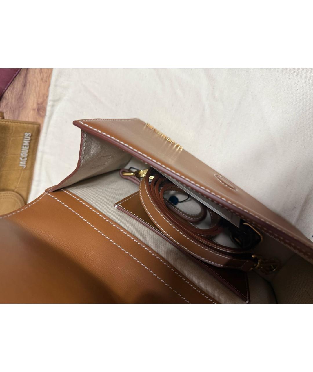 JACQUEMUS Коричневая кожаная сумка через плечо, фото 3