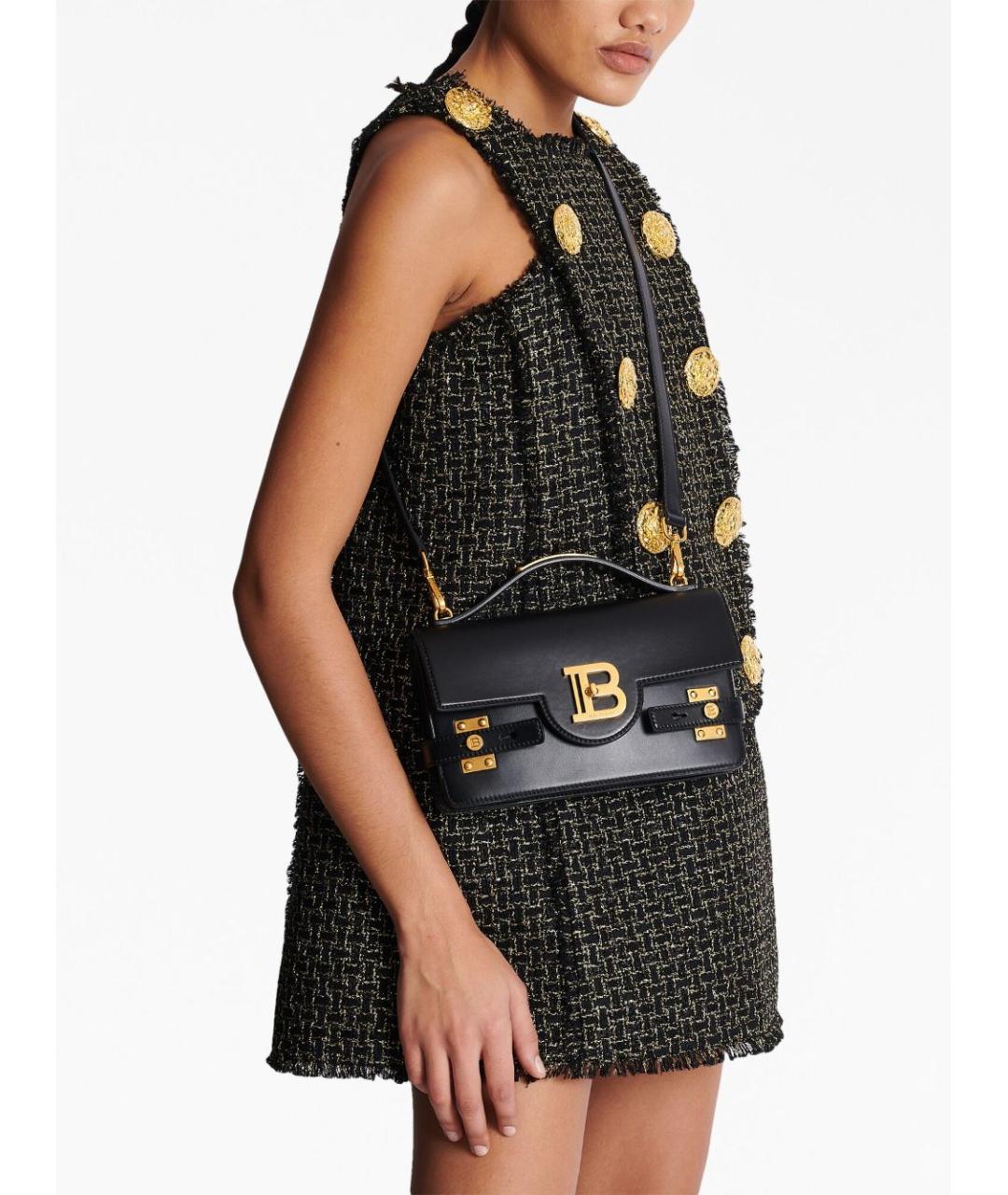 BALMAIN Черная кожаная сумка через плечо, фото 5