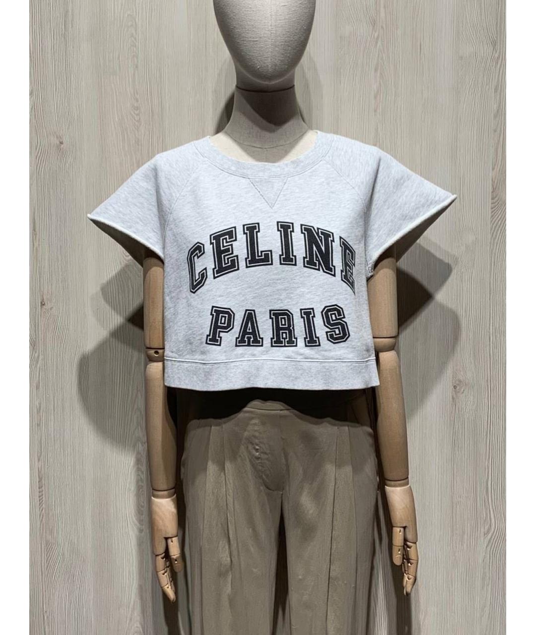 CELINE Серая хлопковая футболка, фото 4